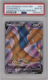 Charizard V from the 2020 Pokemon SWSH set featuring a Champion's Path ETB parallel graded by PSA and given an overall grade of 10.