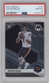 Justin Fields from the 2021 Panini Mosaic set graded by PSA and given an overall grade of 10.