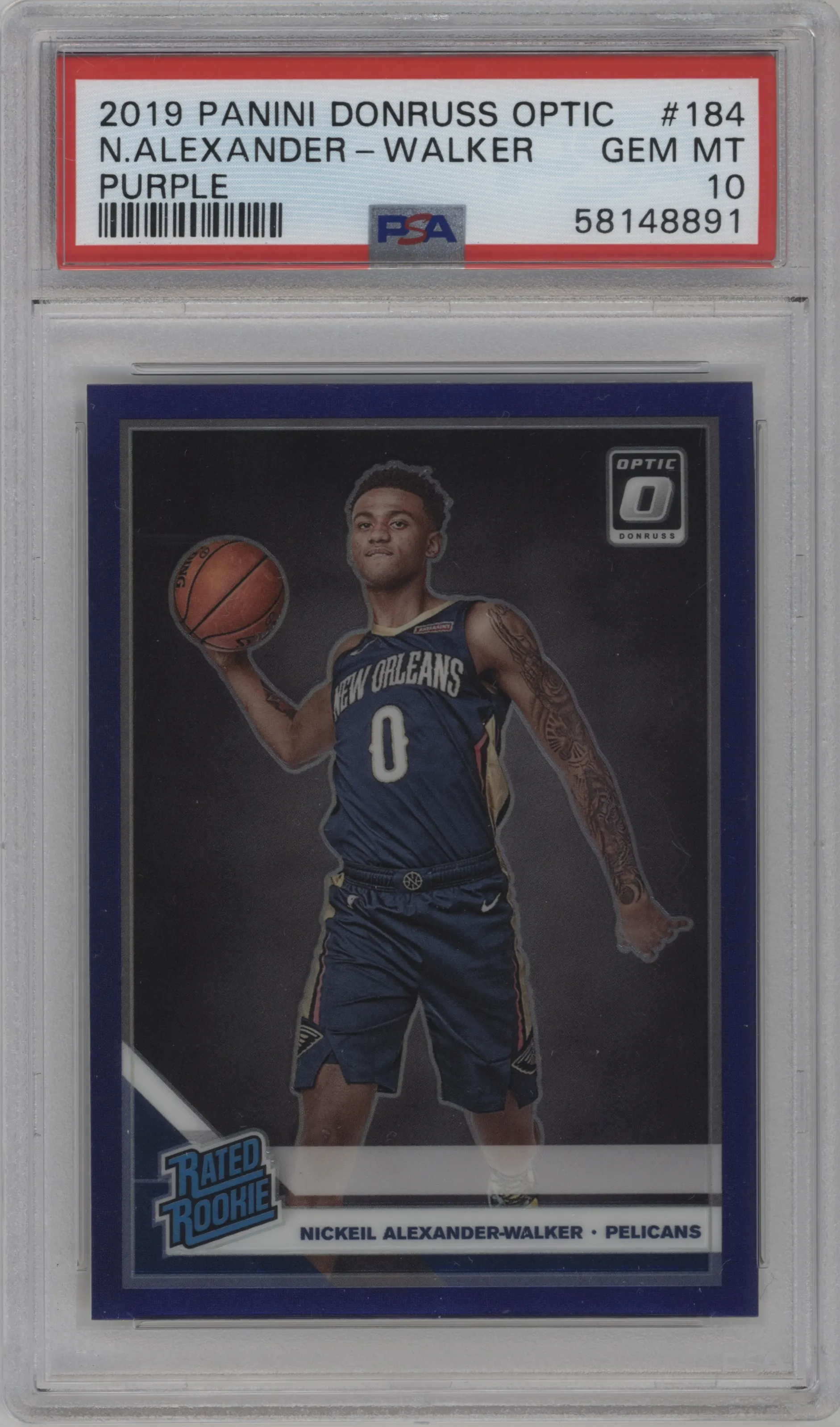 2019 Panini Donruss Optic Rated Rookie Nickeil Alexander-Walker Purple PSA 10