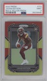 Jahan Dotson from the 2022 Panini Prizm set featuring a Red & Yellow Prizm  parallel graded by PSA and given an overall grade of 9.
