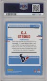 C.J. Stroud from the 2023 Donruss Optic set featuring a  Purple Shock parallel graded by PSA and given an overall grade of 10.