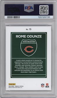 Rome Odunze from the 2024 Donruss set graded by PSA and given an overall grade of 9.