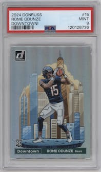 Rome Odunze from the 2024 Donruss set graded by PSA and given an overall grade of 9.