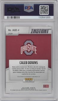 Caleb Downs  from the 2024 Panini Instant NIL set graded by PSA and given an overall grade of 10.