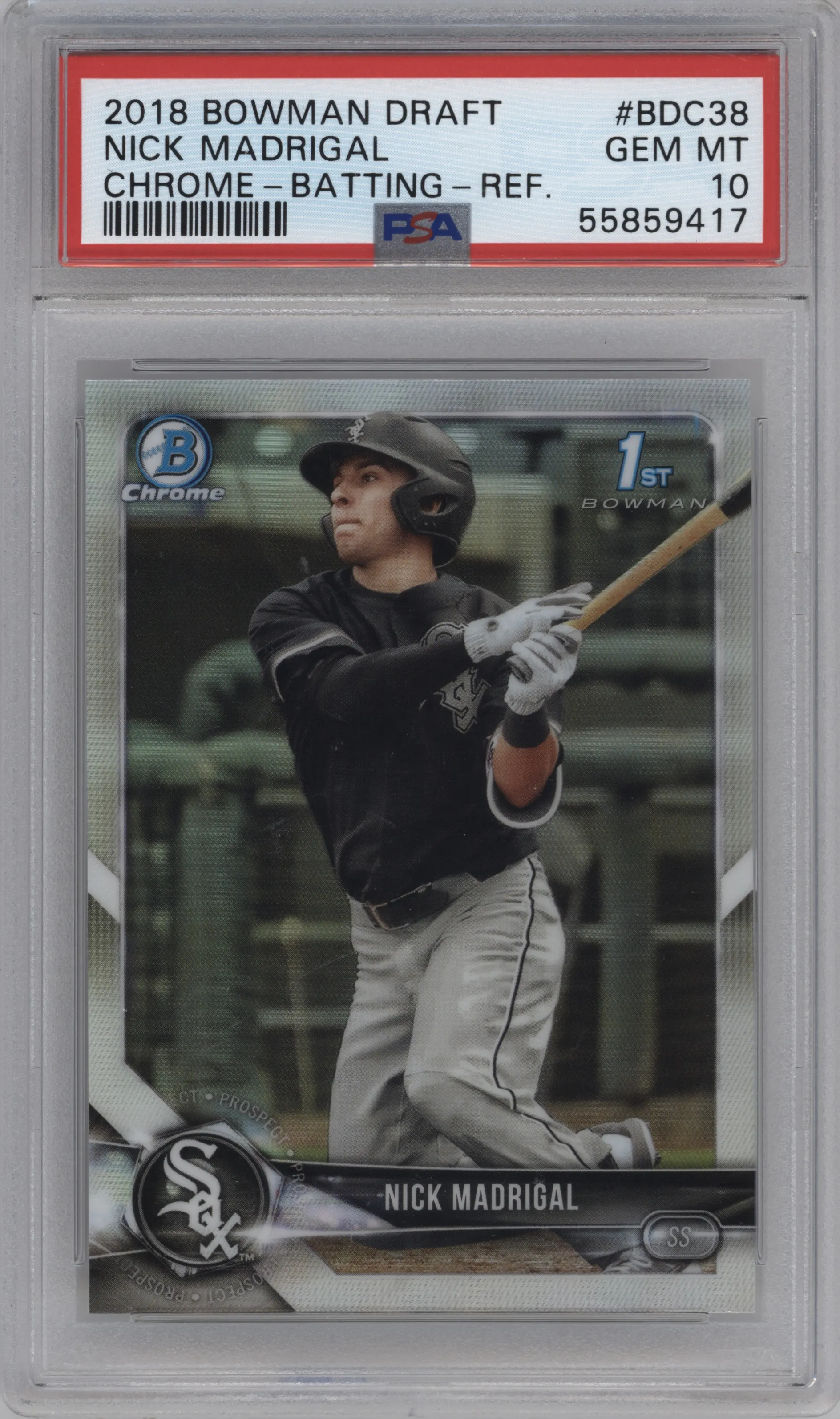 2018 Bowman Draft Chrome Nick Madrigal Refractor PSA 10