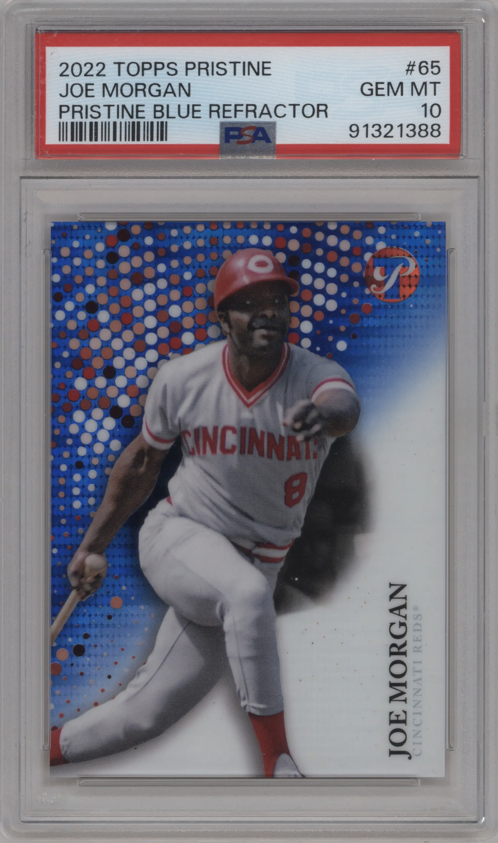 2022 Topps Pristine Joe Morgan Blue Pristine Refractor #65 PSA 10