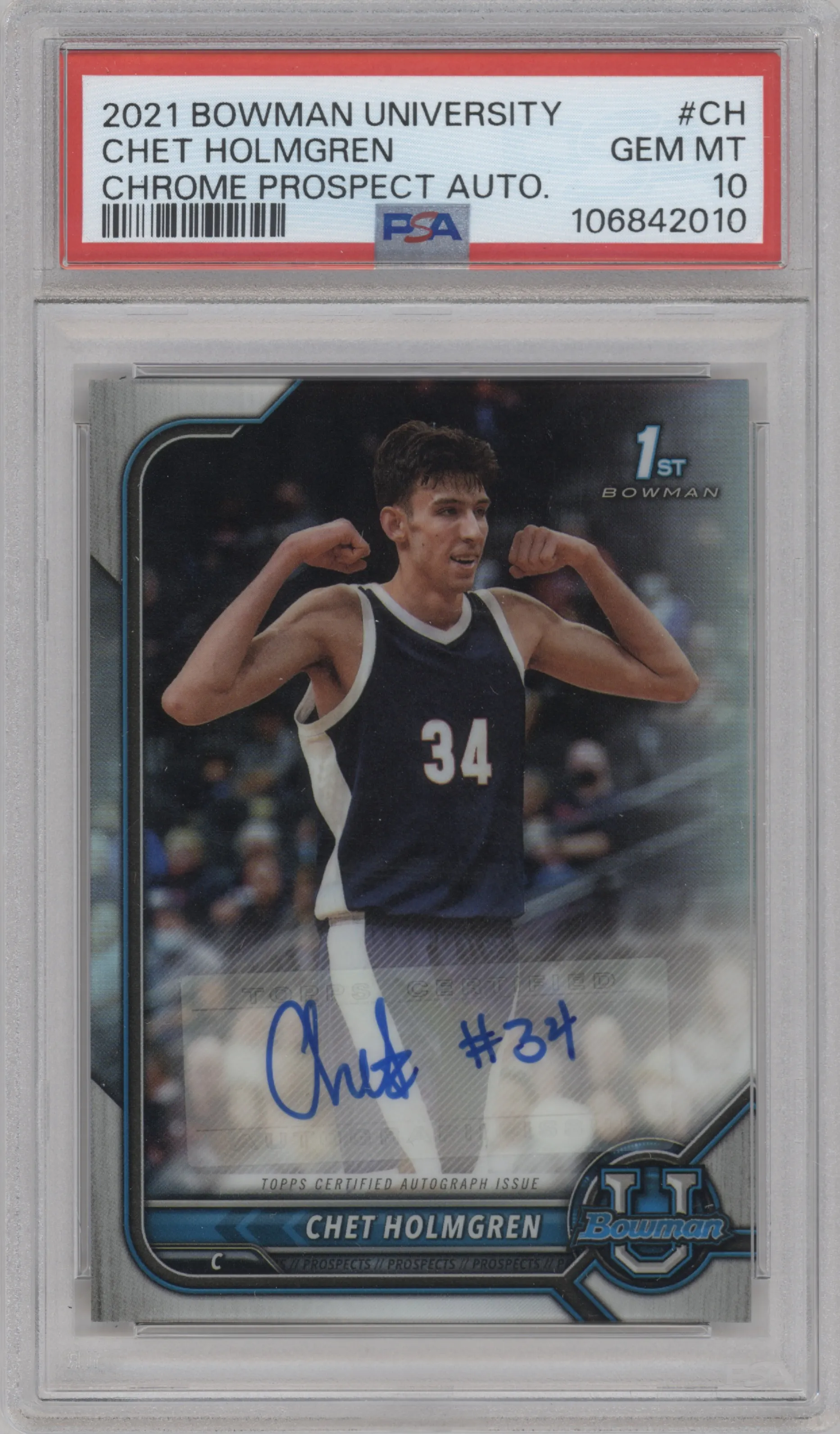 2021 Bowman University Chr.Pros.Auto Chet Holmgren #BCPA-CH PSA 10