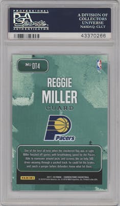 Reggie Miller from the 2017-18 Panini Cornerstones set graded by PSA and given an overall grade of 10.