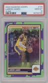 LeBron James from the 2023-24 Panini Haunted Hoops set featuring a Slime parallel graded by PSA and given an overall grade of 10.