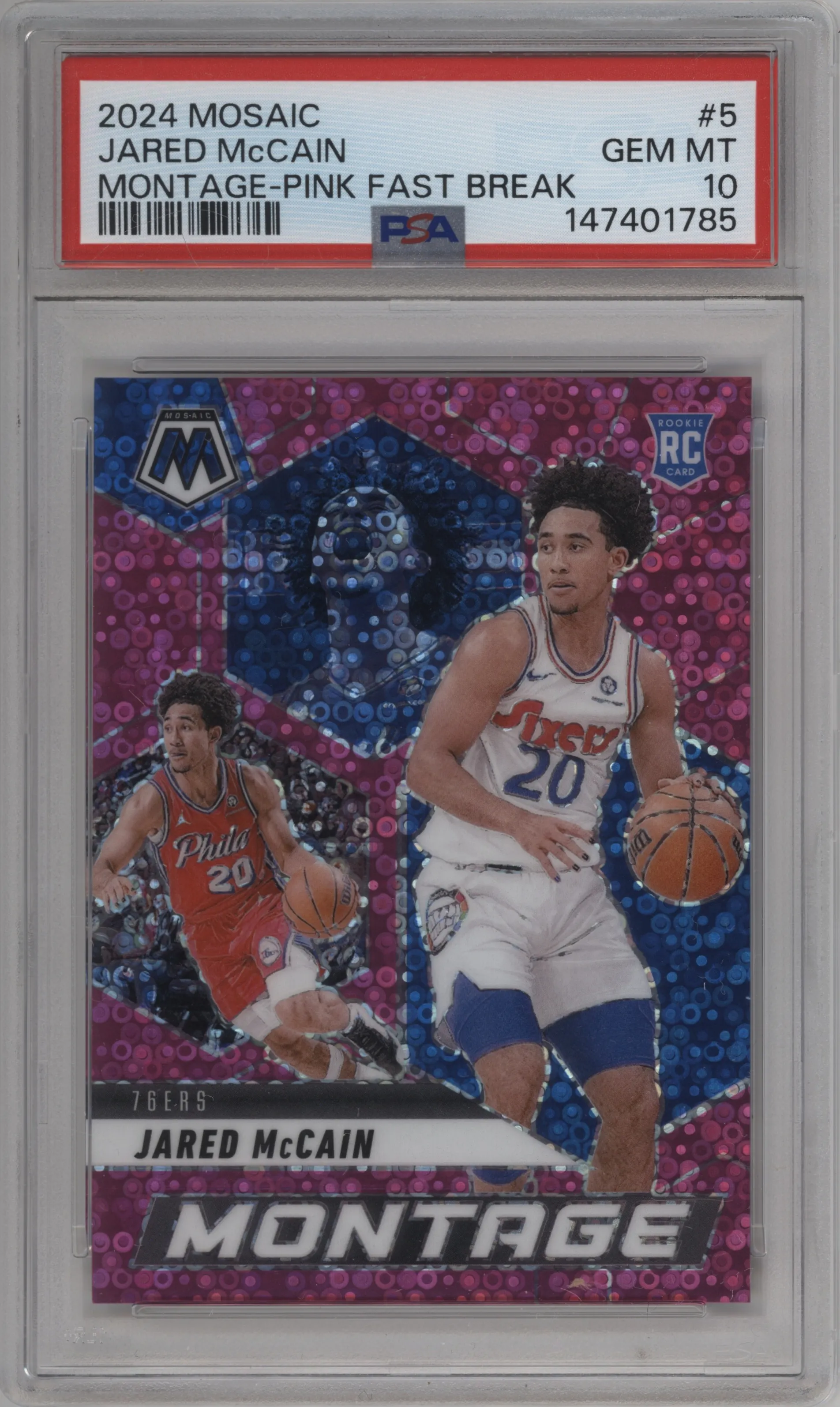 2024 Panini Mosaic Montage Jared McCain Fast Break Pink #5 PSA 10