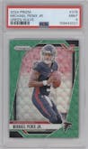 Michael Penix Jr. from the 2024 Panini Prizm set featuring a Green Wave parallel graded by PSA and given an overall grade of 9.