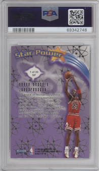 Michael Jordan from the 1997-98 Fleer Ultra set graded by PSA and given an overall grade of 8.