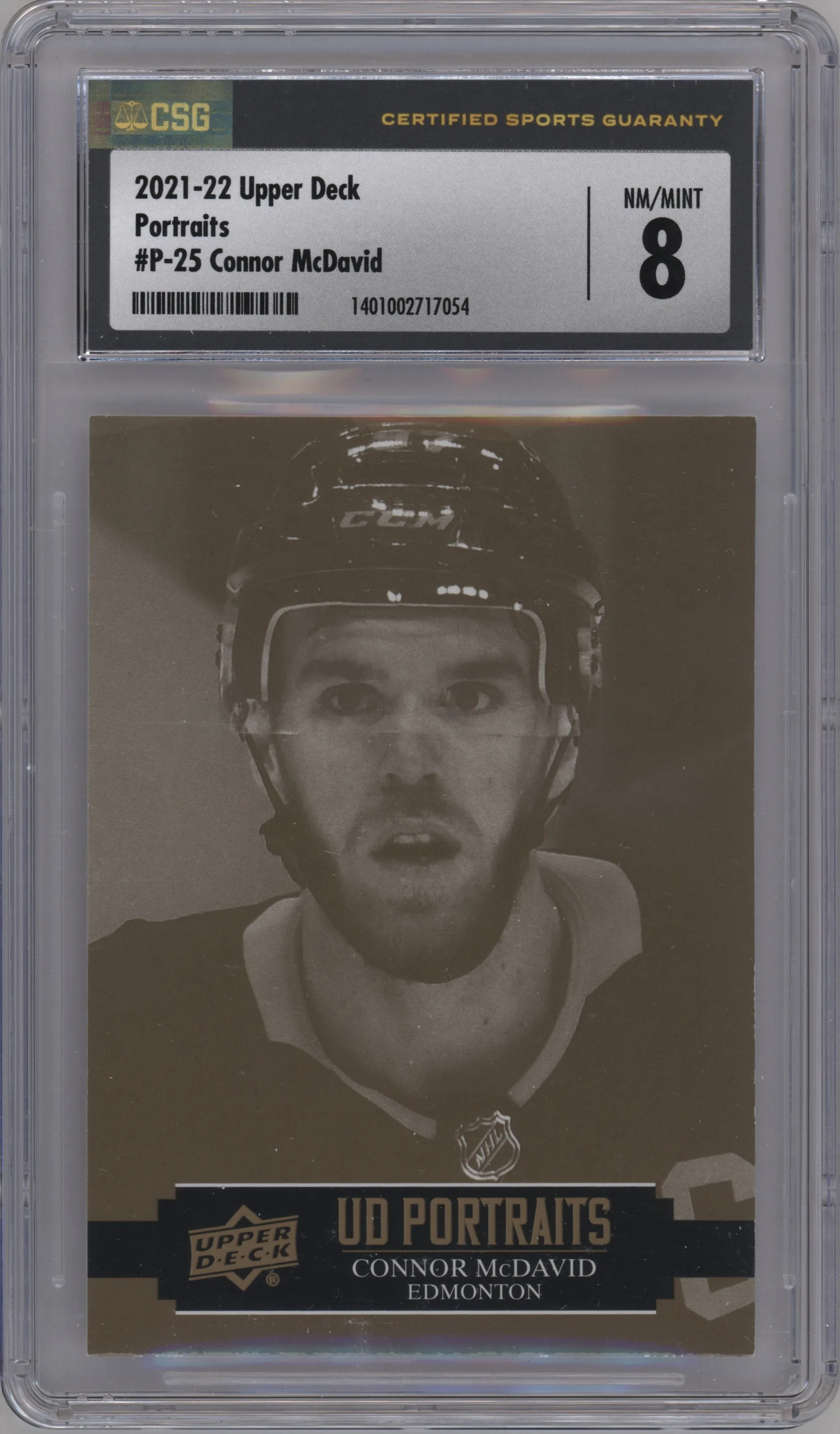 2021 Upper Deck Series 1 UD Portraits Connor McDavid #P-25 CGC 8
