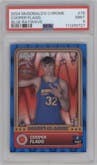 Cooper Flagg from the 2024 Topps Chrome McDonald's All-American set featuring a Blue RayWave Refractor parallel graded by PSA and given an overall grade of 9.