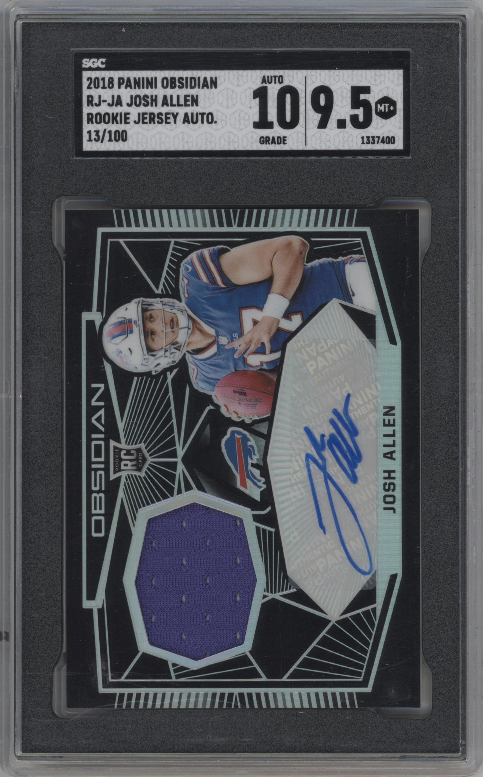 Josh Allen from the 2018 Panini Obsidian set graded by SGC and given an overall grade of 9.5.
