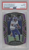 Justin Jefferson from the 2020 Panini Select set featuring a Die-Cut Purple parallel graded by PSA and given an overall grade of 10.