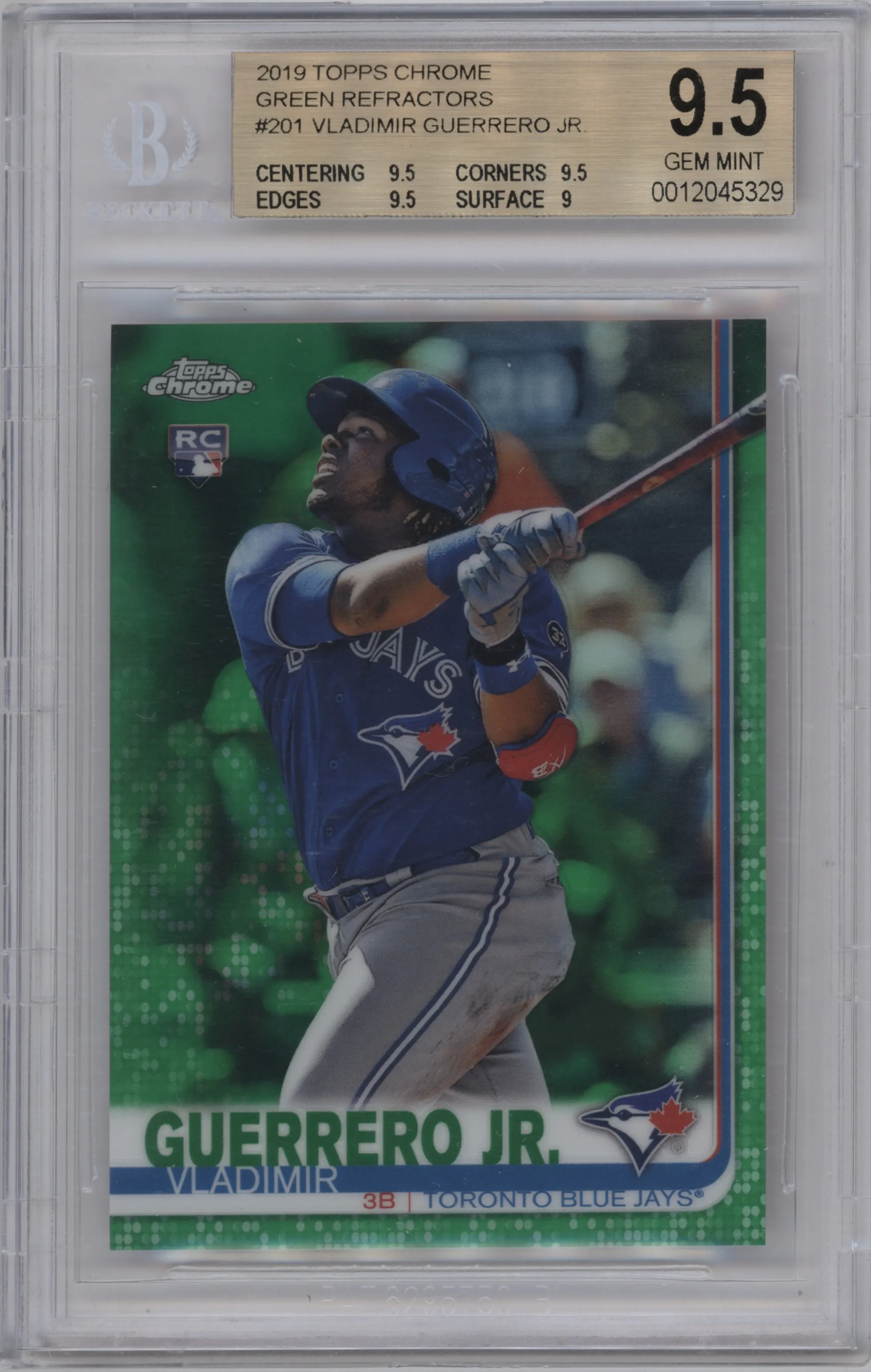 2019 Topps Chrome Vladimir Guerrero Jr. Green Refractor #201 BGS 9.5
