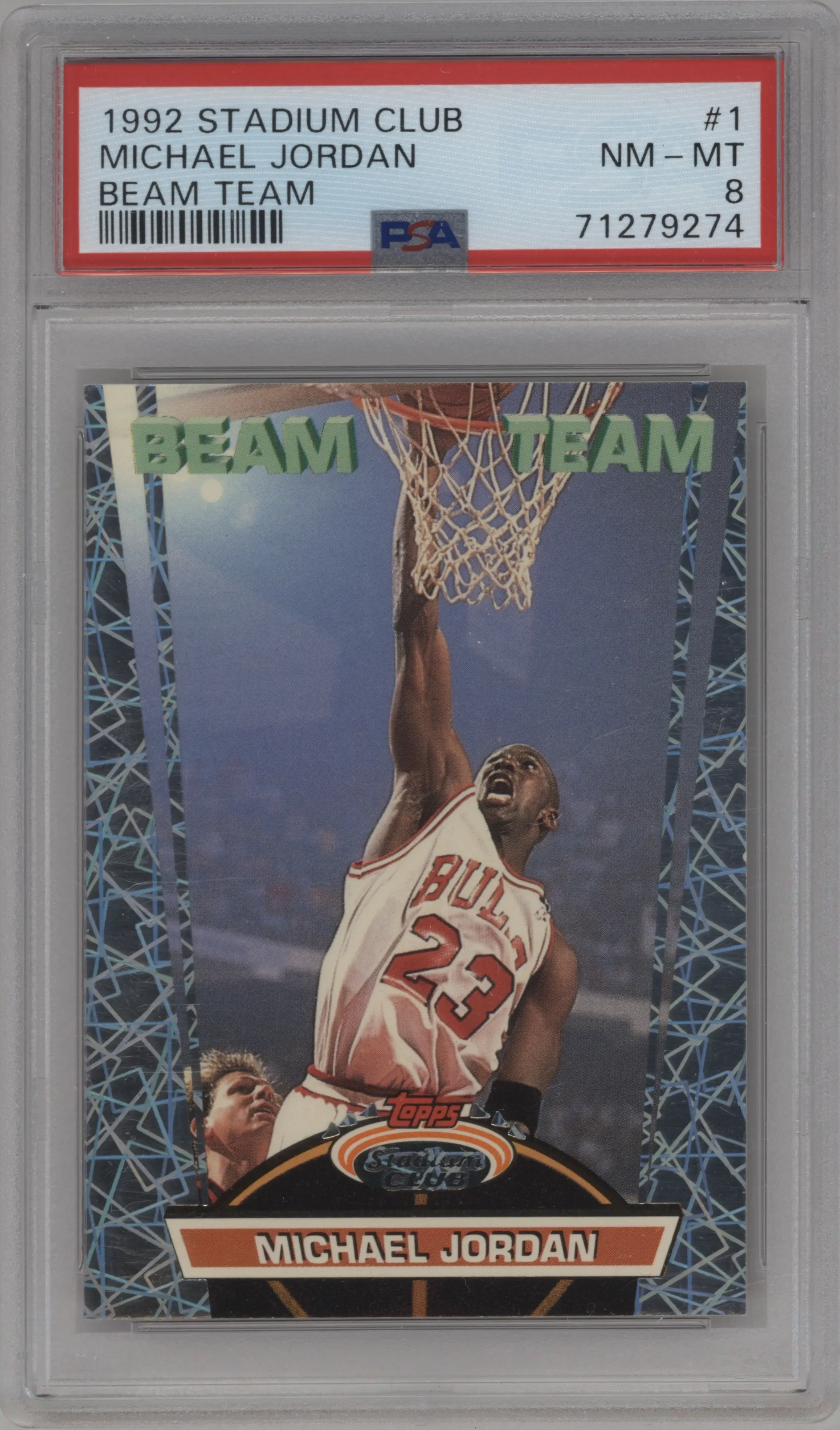 1992 Topps Stadium Club Beam Team Michael Jordan #1 PSA 8