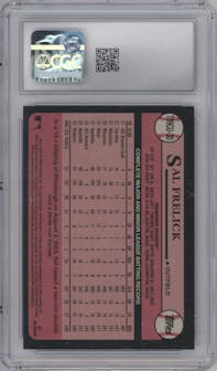 Sal Frelick from the 2024 Topps Update set featuring a Blue Refractor parallel graded by CSG and given an overall grade of 9.
