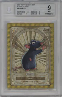 Remy from the 2025 Topps Disney Mint set featuring a Foilfractor parallel graded by Beckett and given an overall grade of 9.