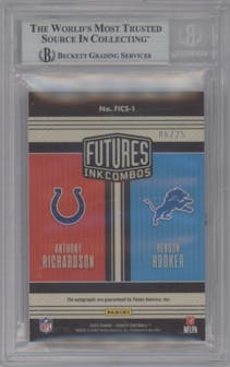 Anthony Richardson/Hendon Hooker from the 2023 Panini Legacy set featuring a Ruby parallel graded by Beckett and given an overall grade of 9.