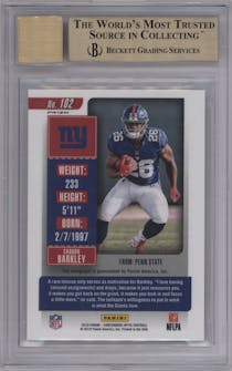 Saquon Barkley from the 2018 Panini Contenders Optic set graded by Beckett and given an overall grade of 9.5.
