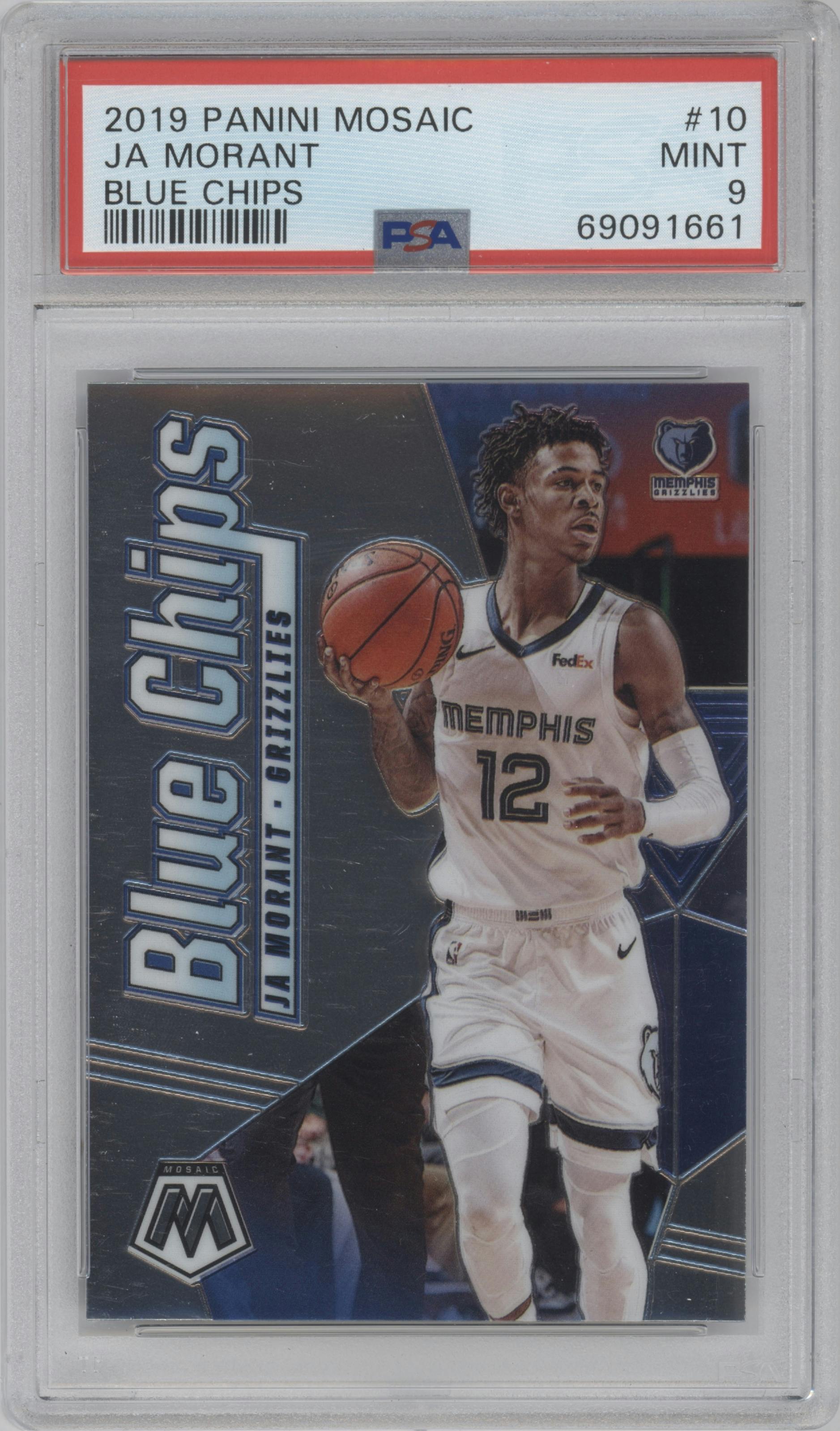 Ja Morant from the 2019-20 Panini Mosaic  set graded by PSA and given an overall grade of 9.