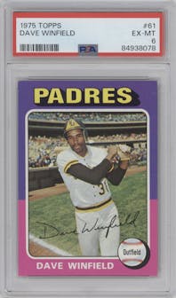 Dave Winfield from the 1975 Topps set graded by PSA and given an overall grade of 6.