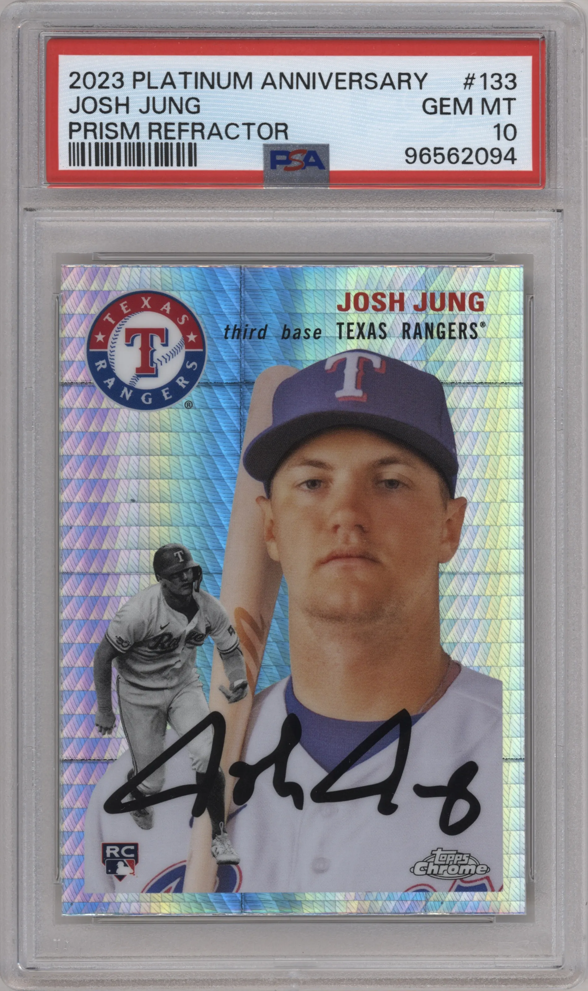2023 Topps Chrome Platinum Anniversary Josh Jung Prism Refractor #133 PSA 10