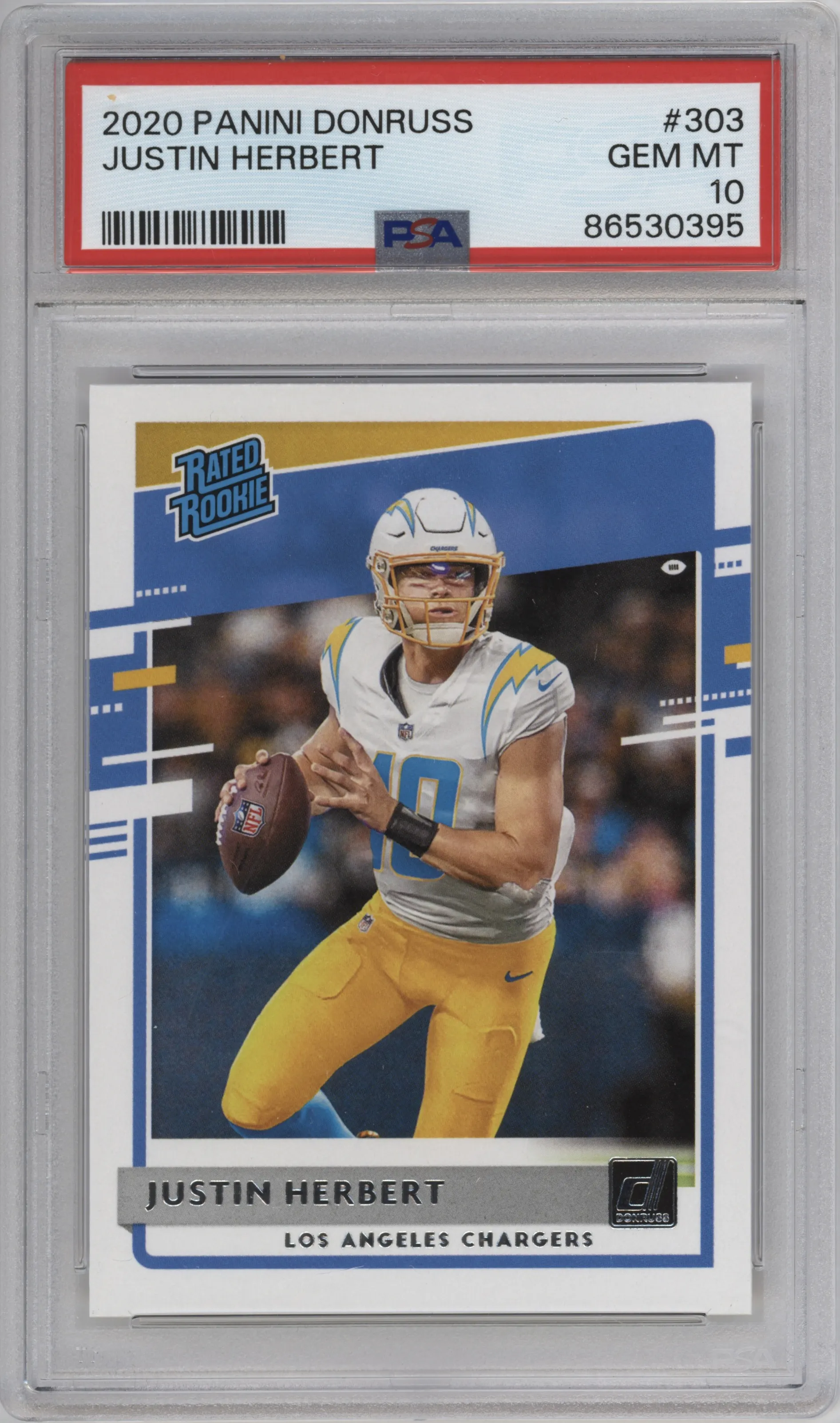 2020 Panini Donruss Rated Rookie Justin Herbert PSA 10
