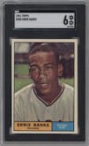 Ernie Banks from the 1961 Topps set graded by SGC and given an overall grade of 6.