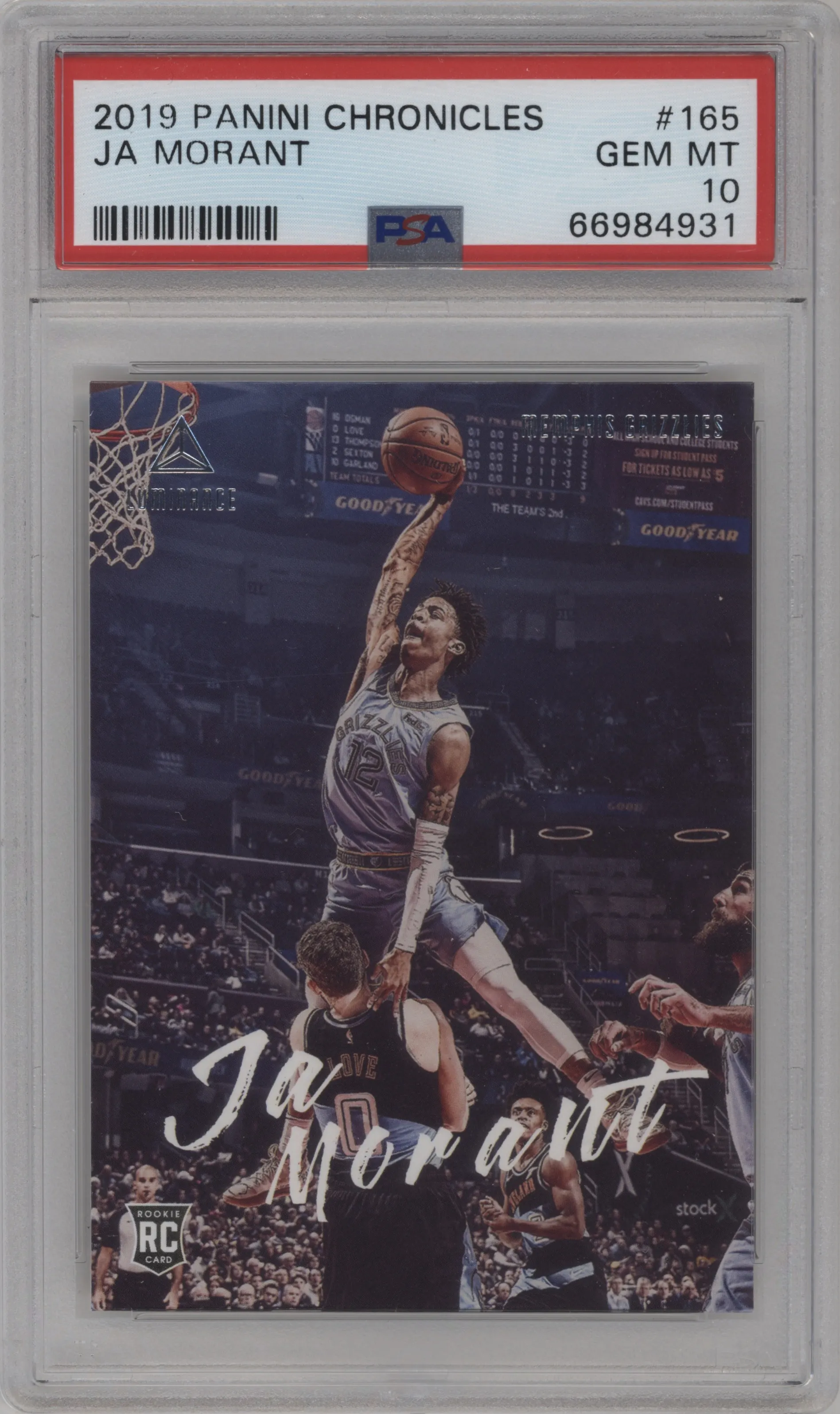 2019 Panini Chronicles Luminance Ja Morant PSA 10