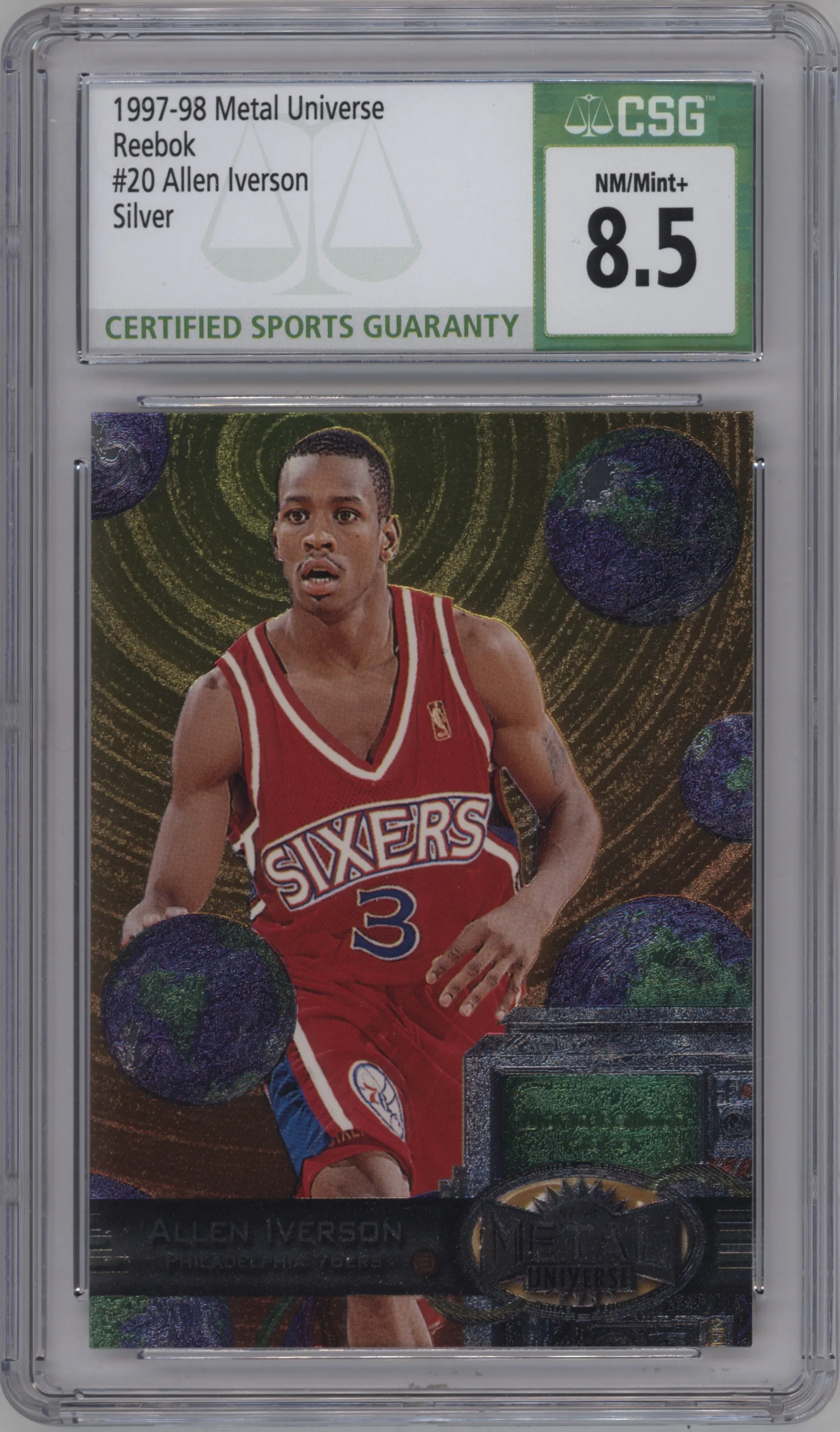 1997 Metal Universe Reebok Allen Iverson Silver #20 CGC 8.5