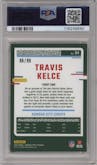 Travis Kelce from the 2023 Donruss Optic set featuring a Red parallel graded by PSA and given an overall grade of 10.