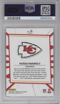 Patrick Mahomes II from the 2023 Donruss Optic set graded by PSA and given an overall grade of 10.