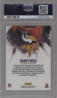 Randy Moss from the 2024 Panini Phoenix set graded by PSA and given an overall grade of 10.