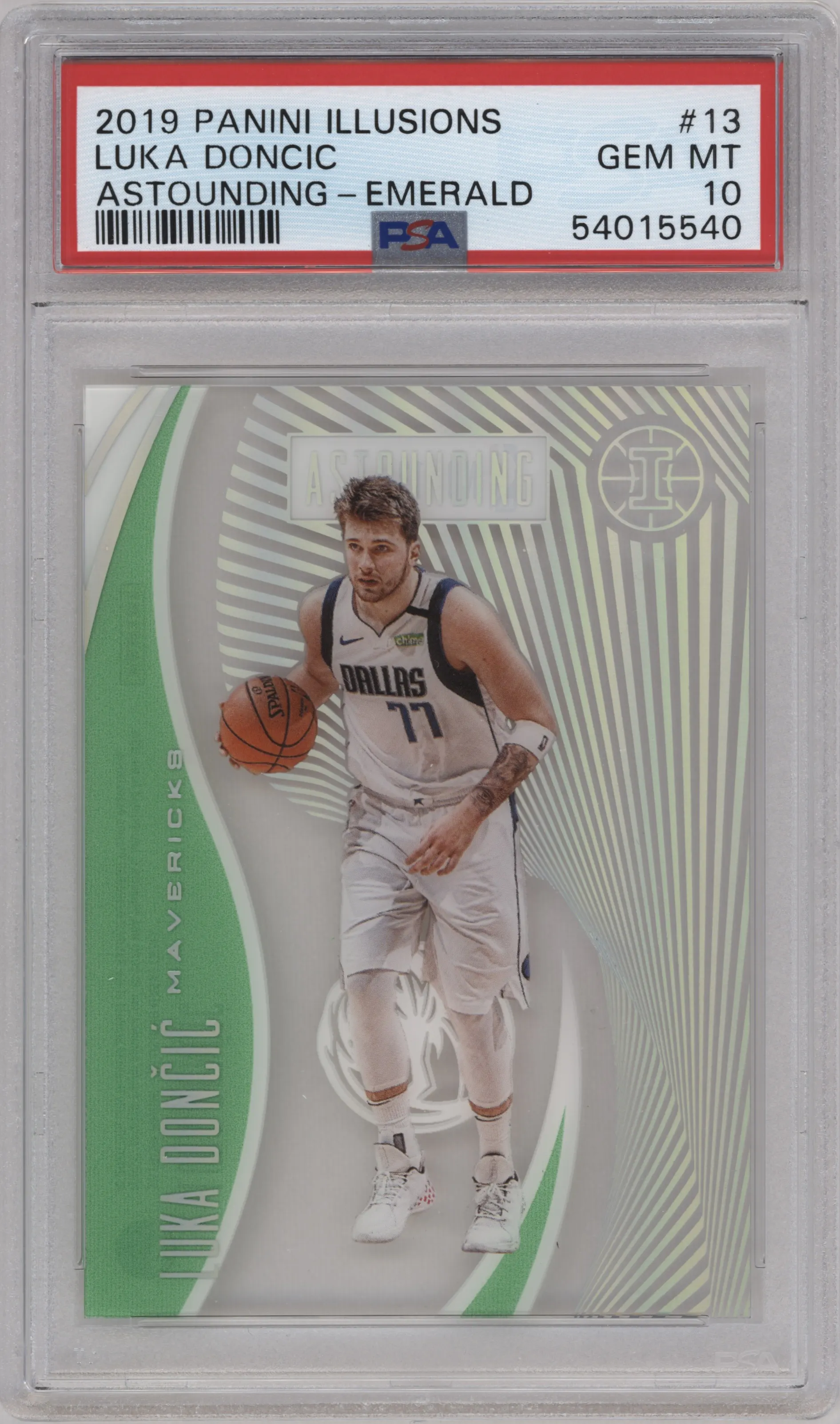 2019 Panini Illusions Astounding Luka Doncic Emerald #13 PSA 10