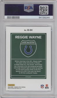 Reggie Wayne from the 2023 Donruss Optic set graded by PSA and given an overall grade of 9.
