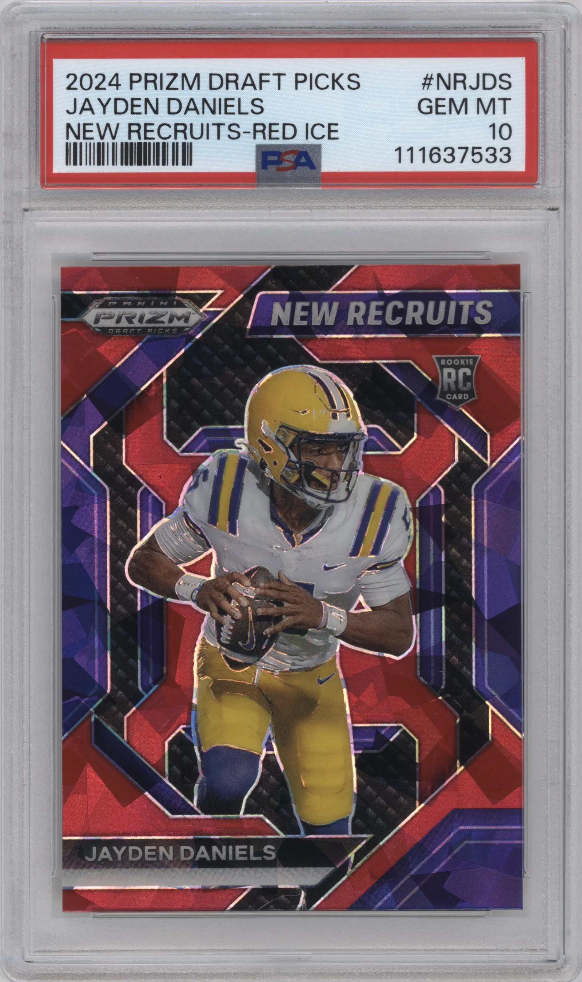 2024 Panini Prizm Draft Picks New Recruits Jayden Daniels Red Ice #NR-JDS PSA 10