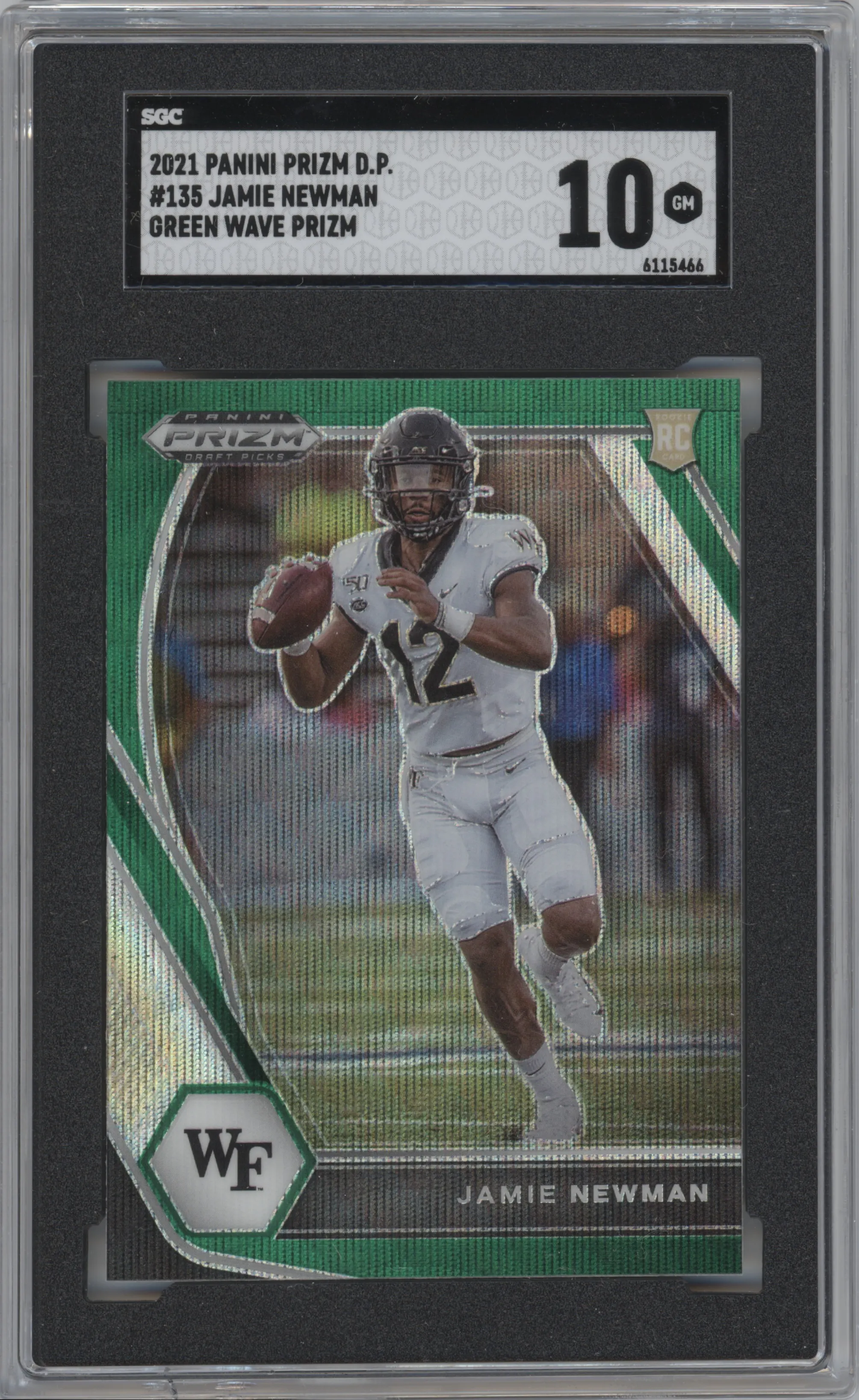 2021 Panini Prizm Draft Picks Jamie Newman Green Wave SGC 10