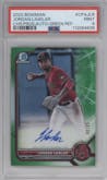 Jordan Lawlar from the 2022 Bowman set featuring a Green Refractor  parallel graded by PSA and given an overall grade of 9.