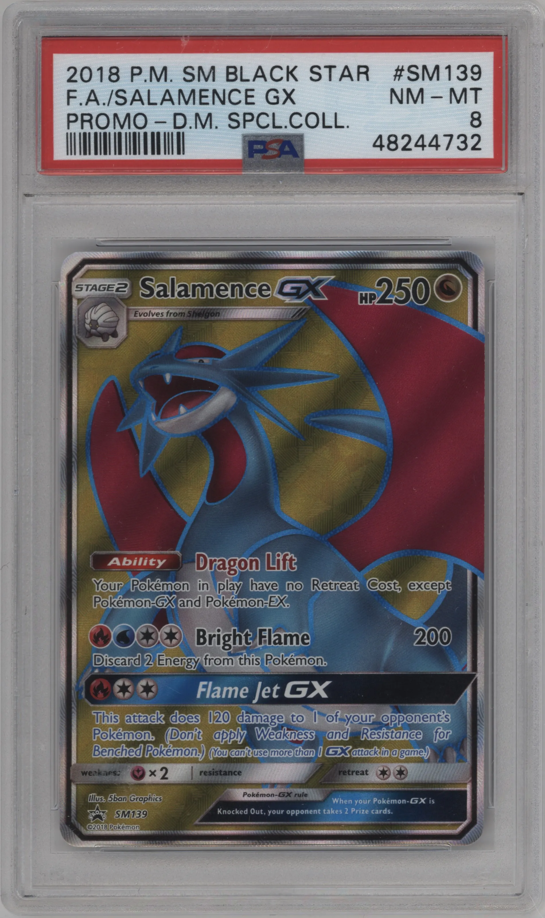 2018 Pokemon S&M Salamence GX Dragon Majesty Special Collection #SM139 PSA 8
