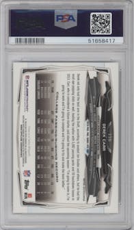 Derek Carr from the 2014 Topps Chrome set featuring a Refractor parallel graded by PSA and given an overall grade of 10.