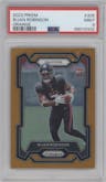 Bijan Robinson from the 2023 Panini Prizm set featuring a Orange Prizm parallel graded by PSA and given an overall grade of 9.