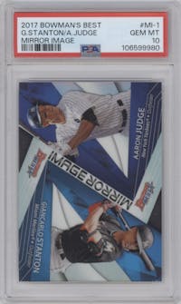 Giancarlo Stanton/Aaron Judge from the 2017 Bowman’s Best set graded by PSA and given an overall grade of 10.
