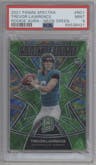 Trevor Lawrence from the 2021 Panini Spectra set featuring a Neon Green parallel graded by PSA and given an overall grade of 9.