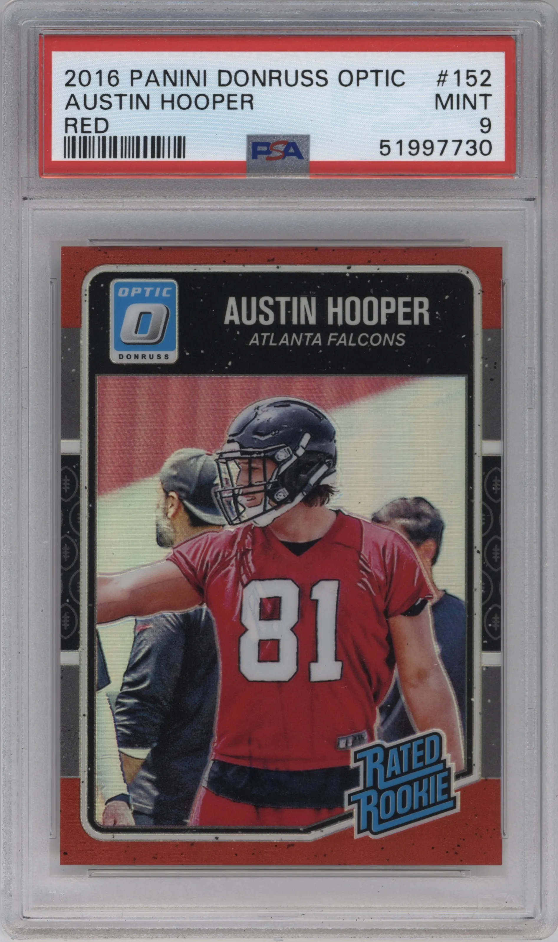 2016 Panini Donruss Optic Rated Rookie Austin Hooper Red PSA 9