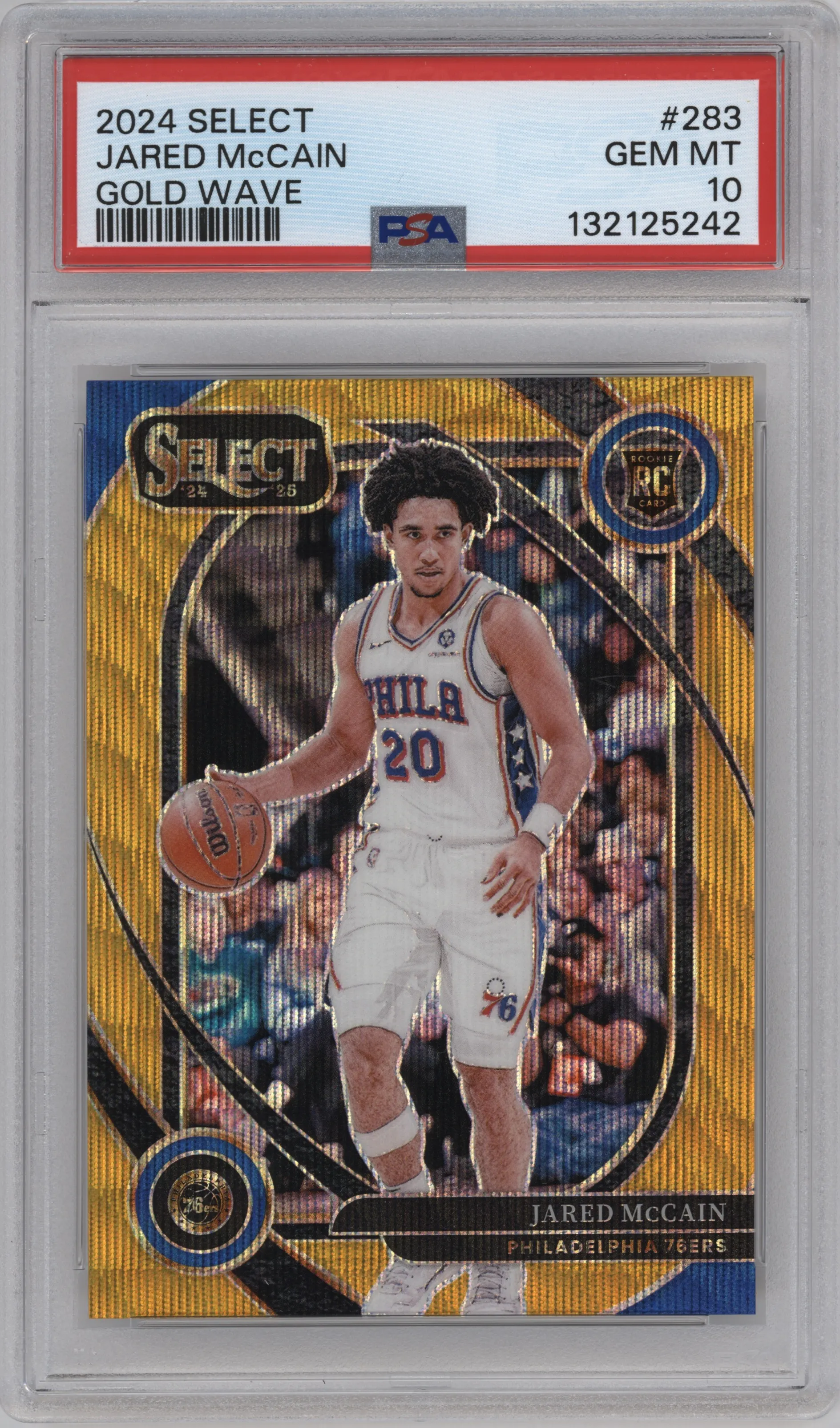 2024 Panini Select Courtside Jared McCain Gold Wave PSA 10