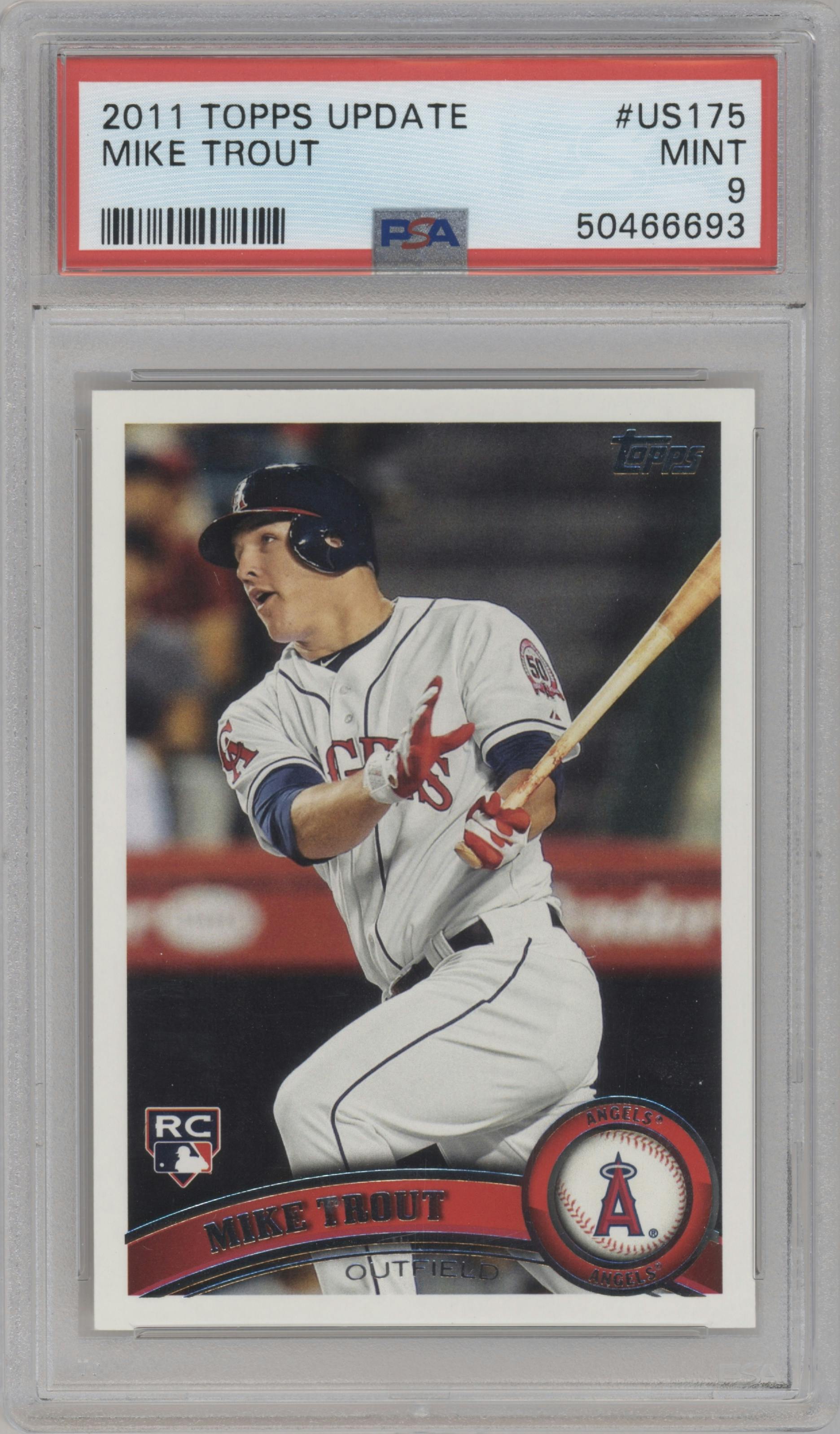 Mike Trout  from the 2011 Topps Update set graded by PSA and given an overall grade of 9.