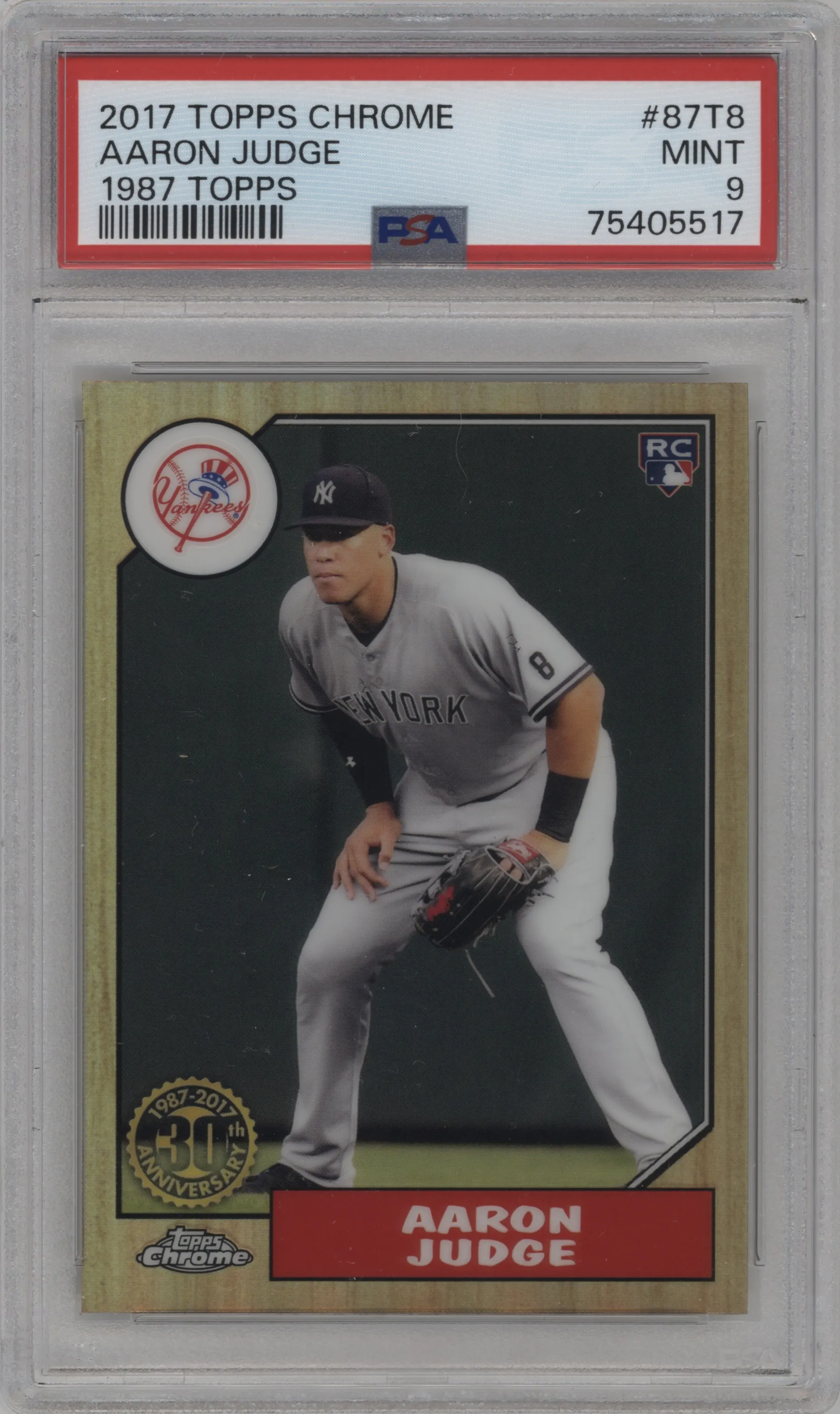 2017 Topps Chrome 1987 Topps Aaron Judge PSA 9